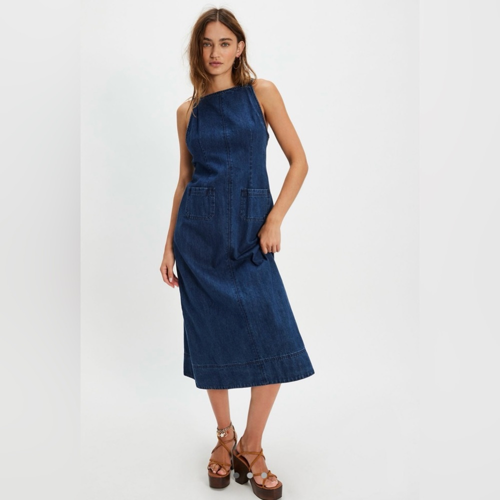 Dex Denim Midi Dress in Clean Rinse